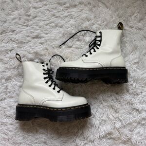 Dr. Martens White Combat Boots with Black Soles